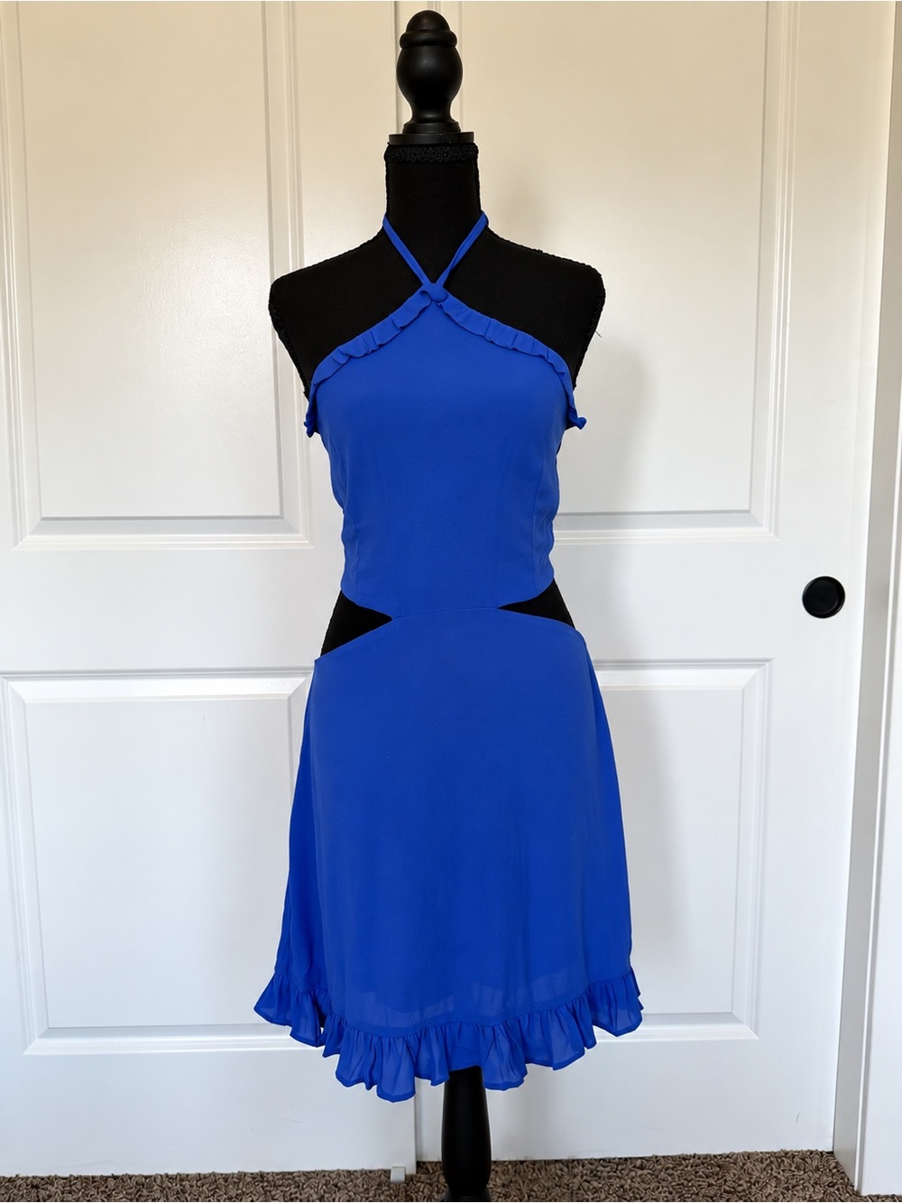 Forever 21 Royal Blue One-Shoulder Ruffle Cutout Dress